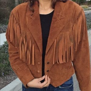 Wilsons tan suede fringe jacket